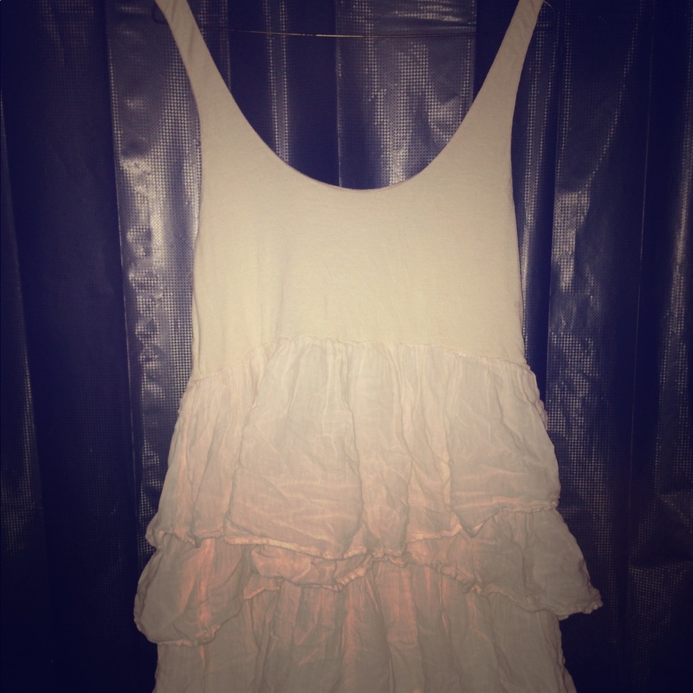 Off White Cotton Ruffle Mini Dress Size L